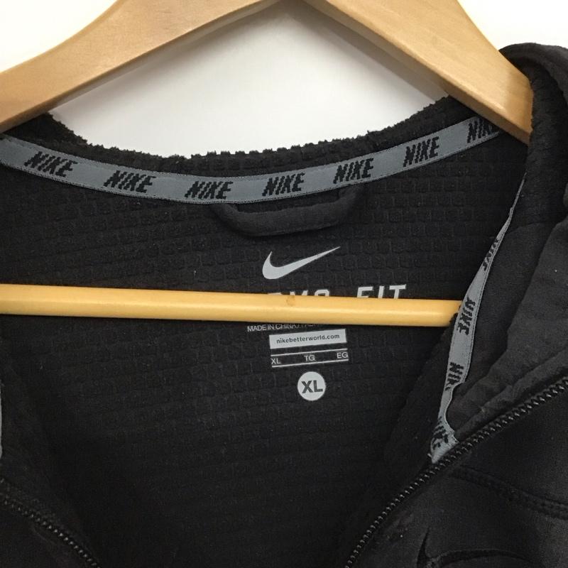 ナイキ NIKE パーカー 長袖 ジップアップジャケット アウター ジャージ XL ロゴ、文字 黒 / ブラック /  メンズ USED 古着 中古 10145026