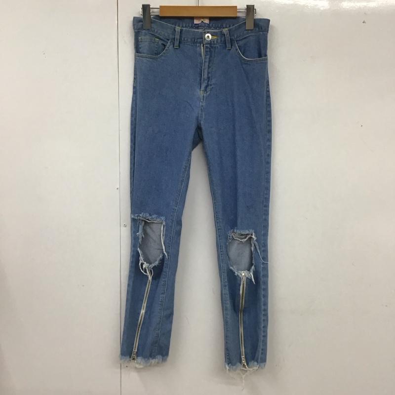 リルリリー lilLilly パンツ デニム、ジーンズ L18SS-PT201 デニムパンツ ダメージパンツ M 無地 インディゴ / インディゴ /  レディース USED 古着 中古 10117418