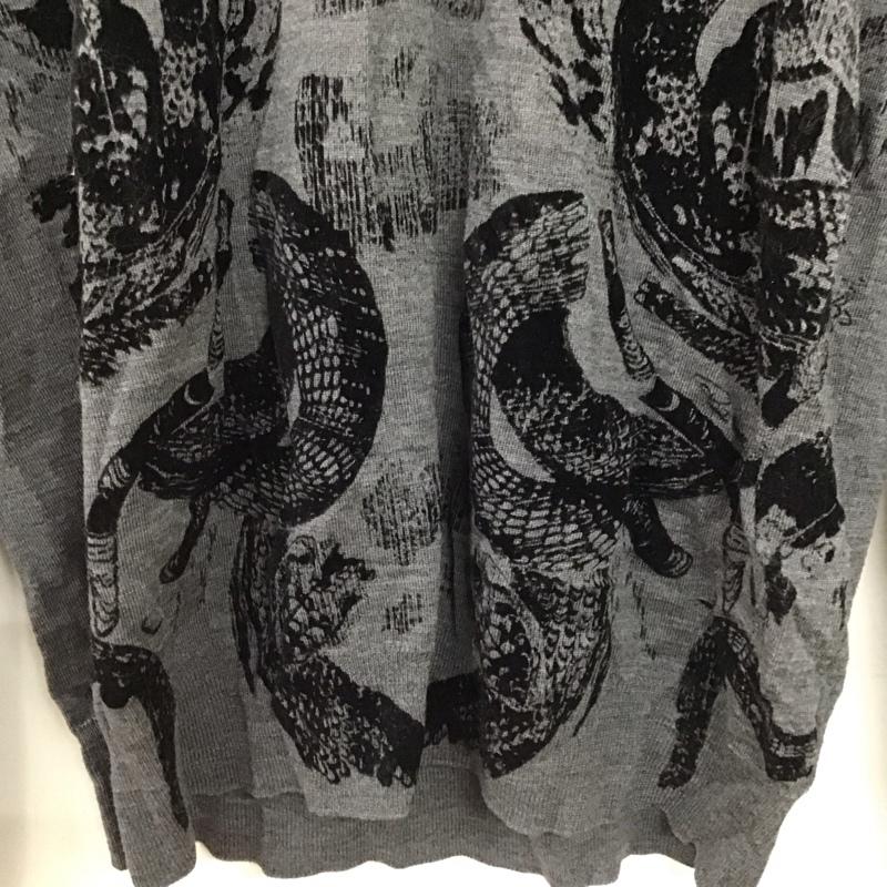 ロベルトカバリ roberto cavalli ニット、セーター 長袖 長袖ニットカットソー クルーネック セーター M 総柄 灰 / グレー /  メンズ USED 古着 中古 10149746