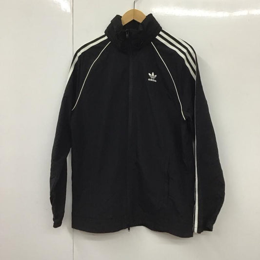 アディダス adidas ジャケット、上着 ジャケット、ブレザー cw1309 ナイロンジャケット ジップアップジャケット スポーツウェア L ロゴ、文字 黒 / ブラック /  メンズ USED 古着 中古 10130641