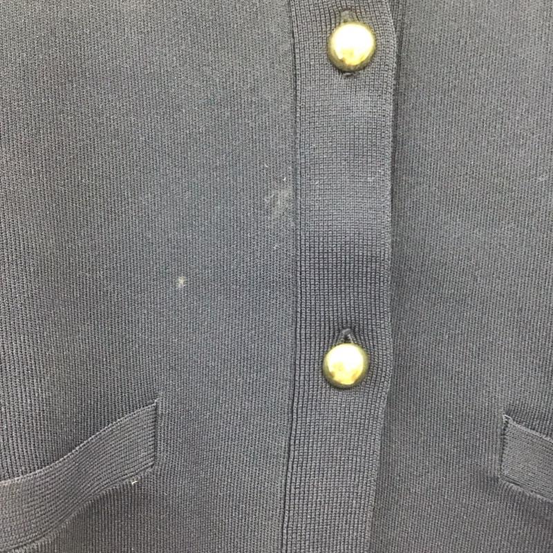 ユナイテッドアローズグリーンレーベルリラクシング UNITED ARROWS green label relaxing カーディガン 長袖 長袖ニットカーディガン 前ボタン ノーカラー 無地 紺 / ネイビー /  レディース USED 古着 中古 10145076