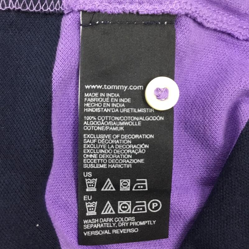 トミーヒルフィガー TOMMY HILFIGER ポロシャツ 半袖 S ボーダー柄 紺 / ネイビー / X 紫 / パープル /  メンズ USED 古着 中古 10112775