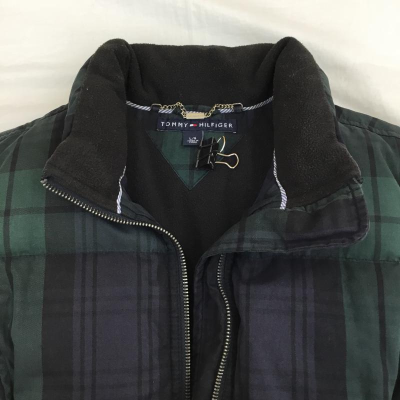 トミーヒルフィガー TOMMY HILFIGER ジャケット、上着 ダウンベスト L チェック 緑 / グリーン /  レディース USED 古着 中古 10141162