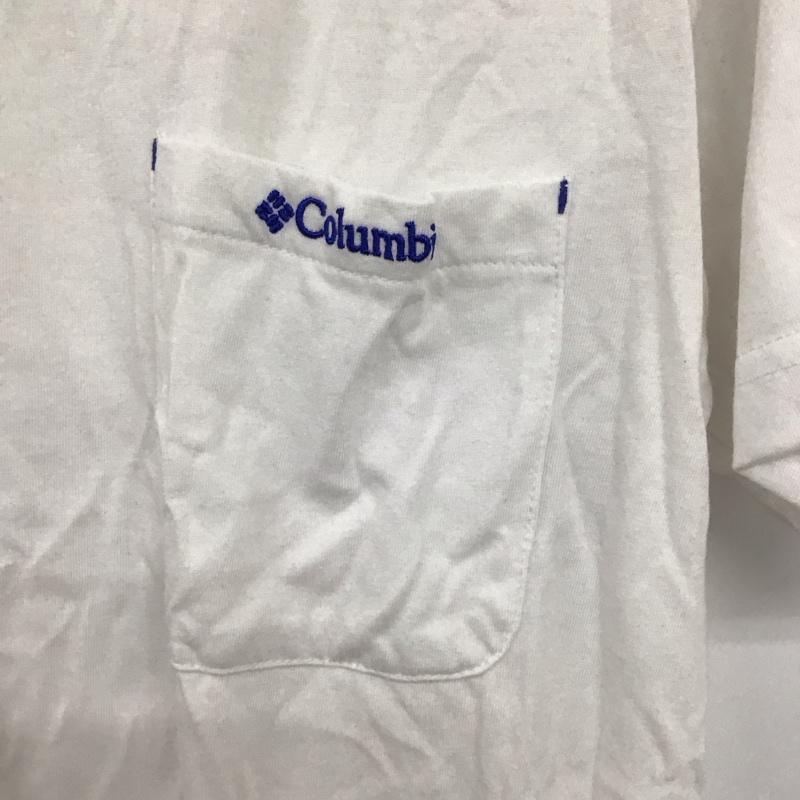 コロンビア Columbia Tシャツ 半袖 116 pu2055 半袖Tシャツ クルーネック ポケットTシャツ L ロゴ、文字 白 / ホワイト /  メンズ USED 古着 中古 10133354