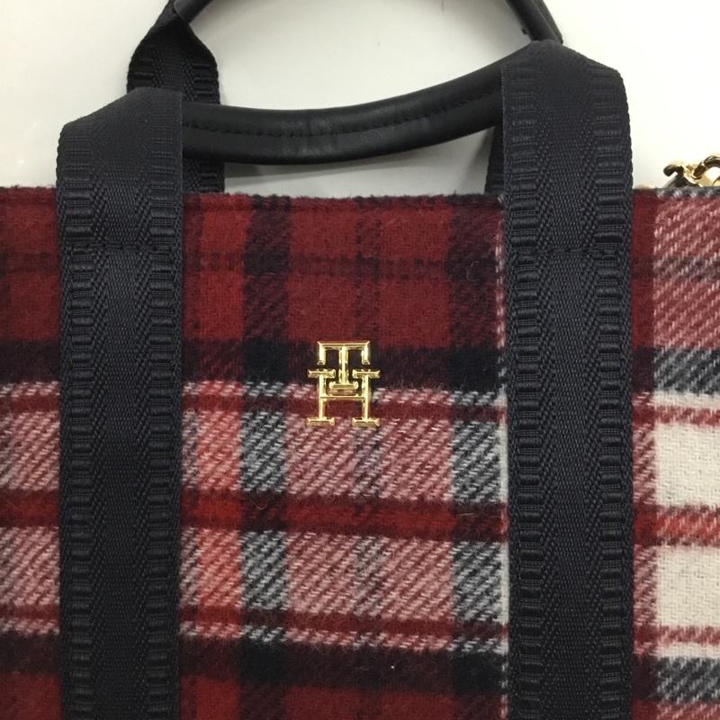 トミーヒルフィガー TOMMY HILFIGER ハンドバッグ ハンドバッグ チェック ショルダー ワンポイント 白 / ホワイト / X 紺 / ネイビー / X えんじ / ワインレッド /  レディース USED 古着 中古 10137943