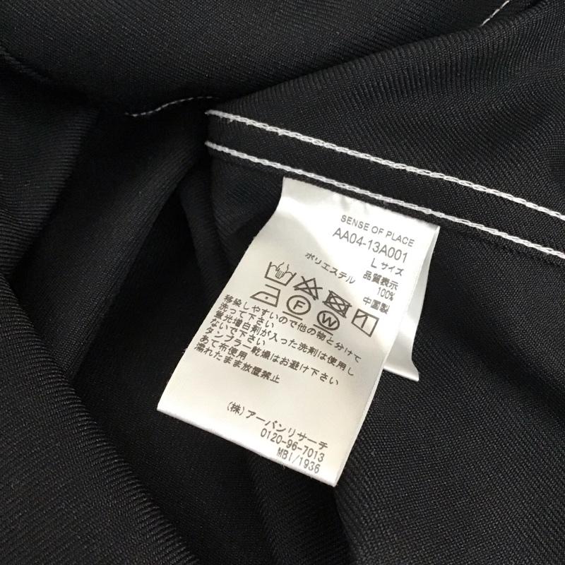 センスオブプレイス SENSEOFPLACE シャツ、ブラウス 長袖 aa04-13a001 バンドカラーステッチアウトシャツ 長袖シャツ ノーカラーシャツ L 無地 黒 / ブラック /  メンズ USED 古着 中古 10114498