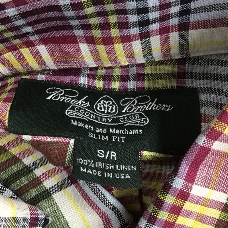 ブルックスブラザーズ BROOKS BROTHERS シャツ、ブラウス 長袖 ボタンダウン 麻 リネン S チェック マルチカラー / マルチカラー /  メンズ USED 古着 中古 10112669