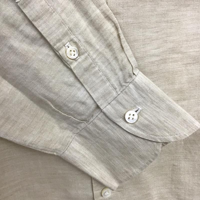 ジイングレーゼ G.INGLESE シャツ、ブラウス 長袖 コットンリネン イタリア製 ボタンダウン L 無地 ベージュ / ベージュ /  メンズ USED 古着 中古 10121348