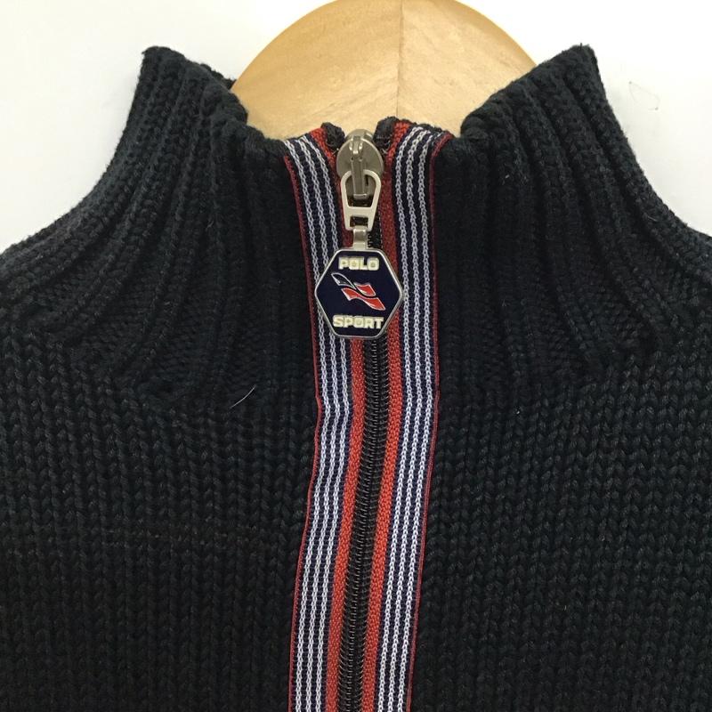 ポロスポーツラルフローレン POLOSPORT ニット、セーター 長袖 長袖ニットカットソー スタンドカラージップアップネック セーター L ロゴ、文字 黒 / ブラック /  メンズ USED 古着 中古 10140269