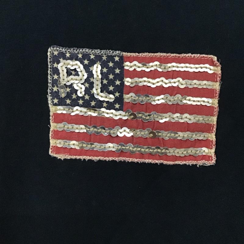 ポロジーンズカンパニー POLO JEANS COMPANY Tシャツ 半袖 KT-WJ-KW-2131 星条旗 クルーネック RALPH LAUREN M  黒 / ブラック /  レディース USED 古着 中古 10133553