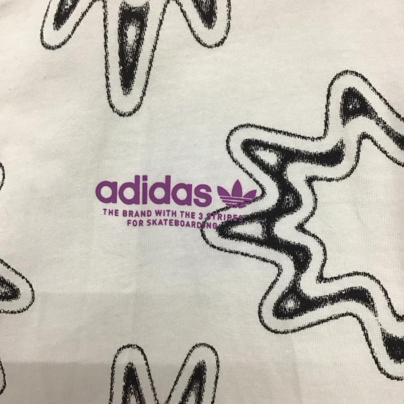 アディダス adidas Tシャツ 半袖 半袖カットソー プリントTシャツ クルーネックカットソー M プリント 白 / ホワイト /  メンズ USED 古着 中古 10133702