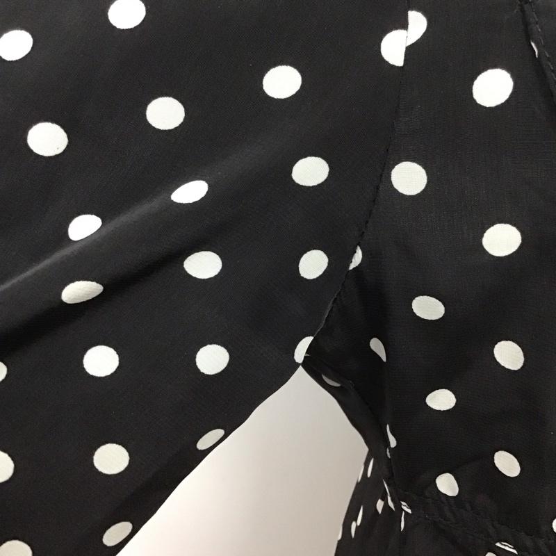 セシルマクビー CECIL McBEE ワンピース ひざ丈スカート 長袖シャツワンピース カラーブラウスワンピース 総柄 M 総柄 黒 / ブラック / X 白 / ホワイト /  レディース USED 古着 中古 10113796