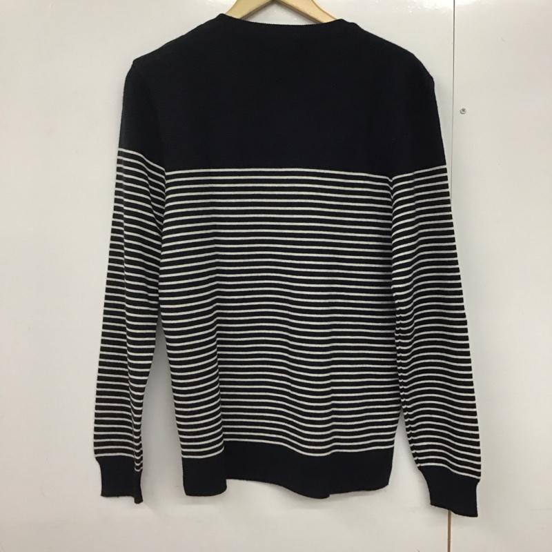 ザラメン ZARA MAN ニット、セーター 長袖 長袖ニットカットソー クルーネック セーター L ボーダー柄 紺 / ネイビー /  メンズ USED 古着 中古 10140911