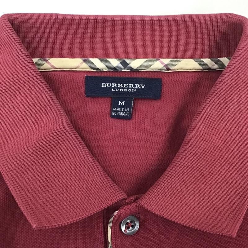 バーバリーロンドン Burberry London ポロシャツ 半袖 半袖ポロシャツ カラーシャツ 半袖カットソー M ロゴ、文字 えんじ / ワインレッド /  メンズ USED 古着 中古 10111802