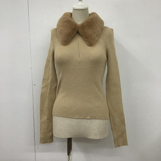 ザラ ZARA ニット、セーター 長袖 長袖ニットカットソー タイトニット セーター カラージップカットソー ファー M 無地 茶 / ブラウン /  レディース USED 古着 中古 10105645