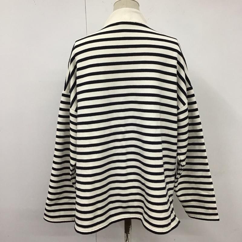 ザラ ZARA トレーナー 長袖 ハーフジップ M ボーダー柄 白 / ホワイト /  レディース USED 古着 中古 10121326