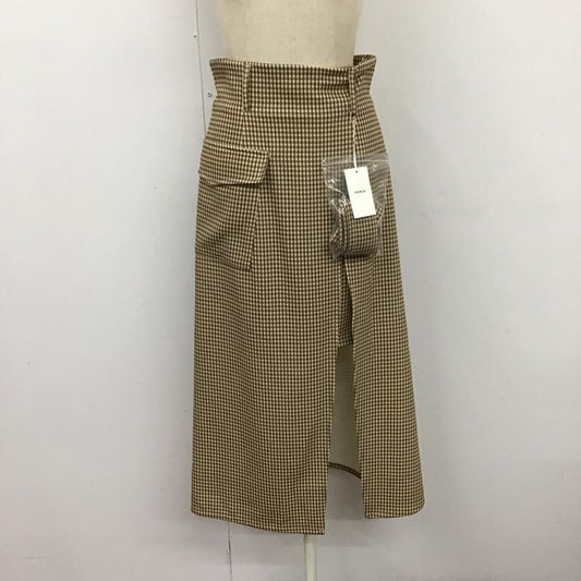 ムルーア MURUA スカート ロングスカート 012210801701-03 ワイドベルトラップスカート スリット タグ付き 1 チェック 白 / ホワイト / X 茶 / ブラウン / X ベージュ / ベージュ /  レディース USED 古着 中古 10121404