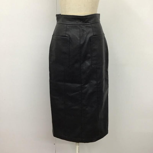 マウジー MOUSSY スカート ひざ丈スカート 010eaw30-5460 FAUX LEATHER スカート 1 無地 黒 / ブラック /  レディース USED 古着 中古 10121408