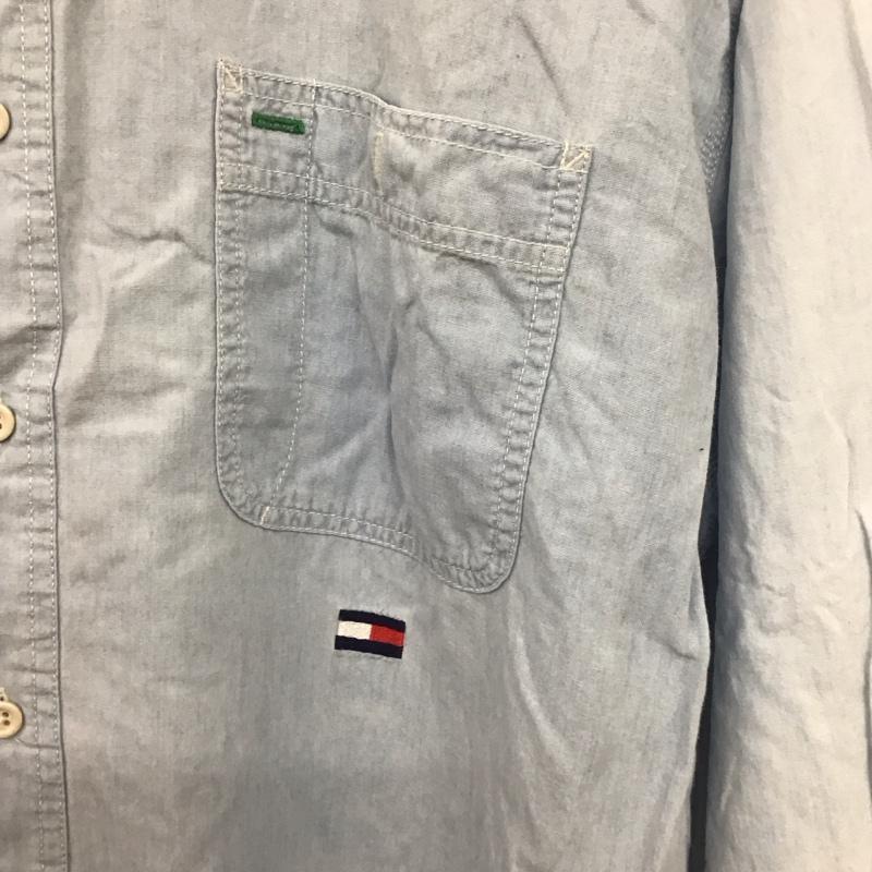 トミーヒルフィガー TOMMY HILFIGER シャツ、ブラウス 長袖 ノーカラー XL 無地 水色 / ライトブルー /  メンズ USED 古着 中古 10141119