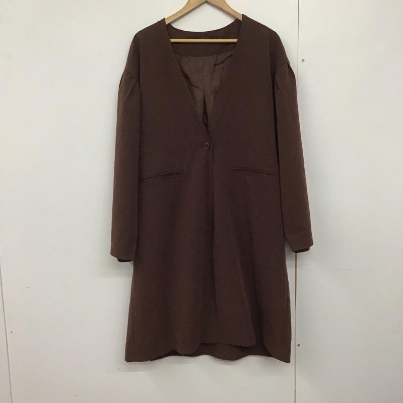 ケービーエフ KBF ジャケット、上着 ジャケット、ブレザー KP76-27T005 ノーカラーギャザーロングジャケットコート ONE SIZE 無地 茶 / ブラウン /  レディース USED 古着 中古 10142247