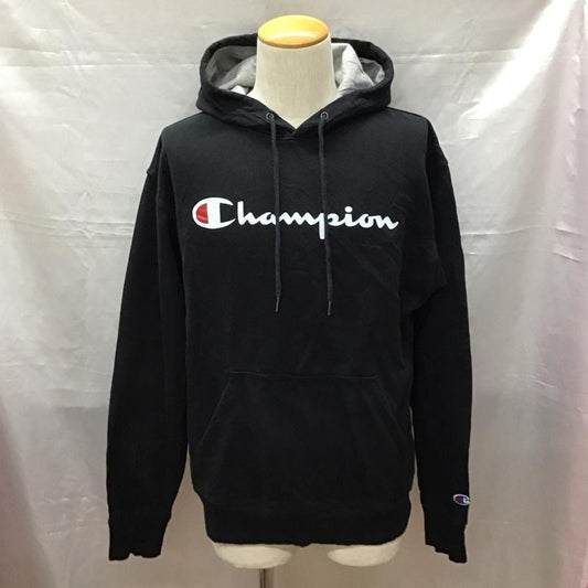 チャンピオン Champion パーカー 長袖 長袖パーカー フード付きパーカー プリントスウェット トレーナー XL ロゴ、文字 黒 / ブラック /  メンズ USED 古着 中古 10118546