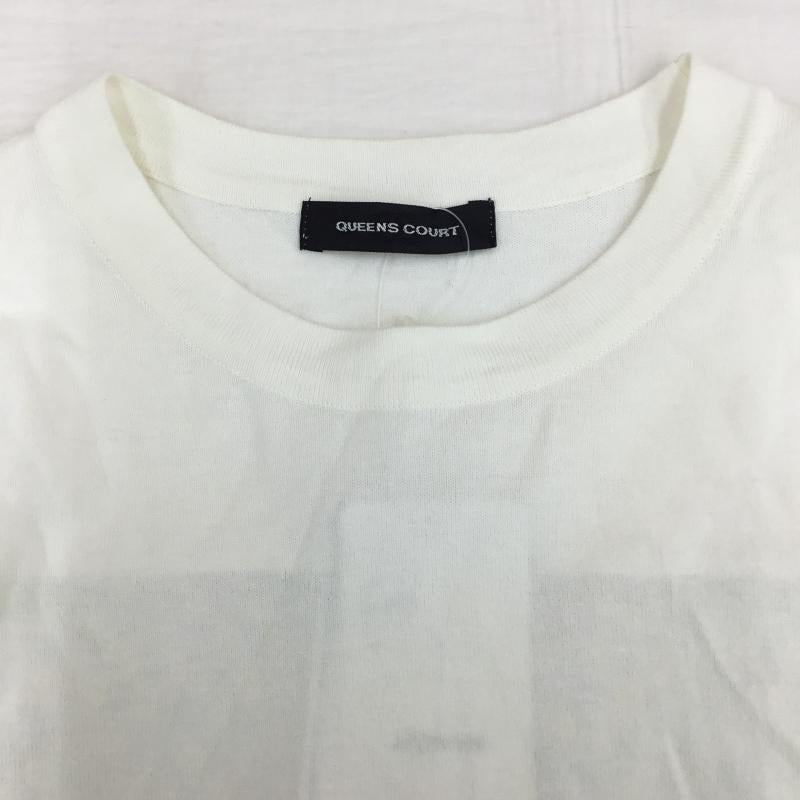 クイーンズコート QUEENS COURT カットソー 長袖 2212-91502 2 チェック 白 / ホワイト / X 黄 / イエロー /  レディース USED 古着 中古 10143155