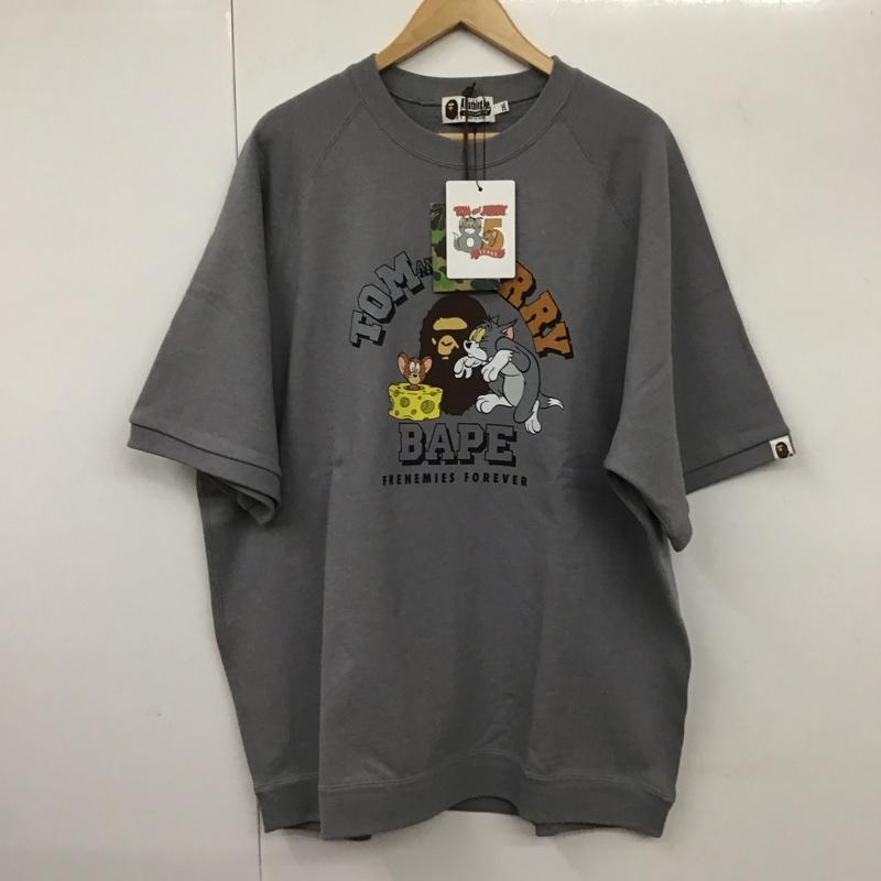 アベイシングエイプ A BATHING APE カットソー 半袖 半袖スウェットカットソー クルーネックカットソー プリントカットソー トムとジェリー XXL プリント 灰 / グレー /  メンズ USED 古着 中古 10130683