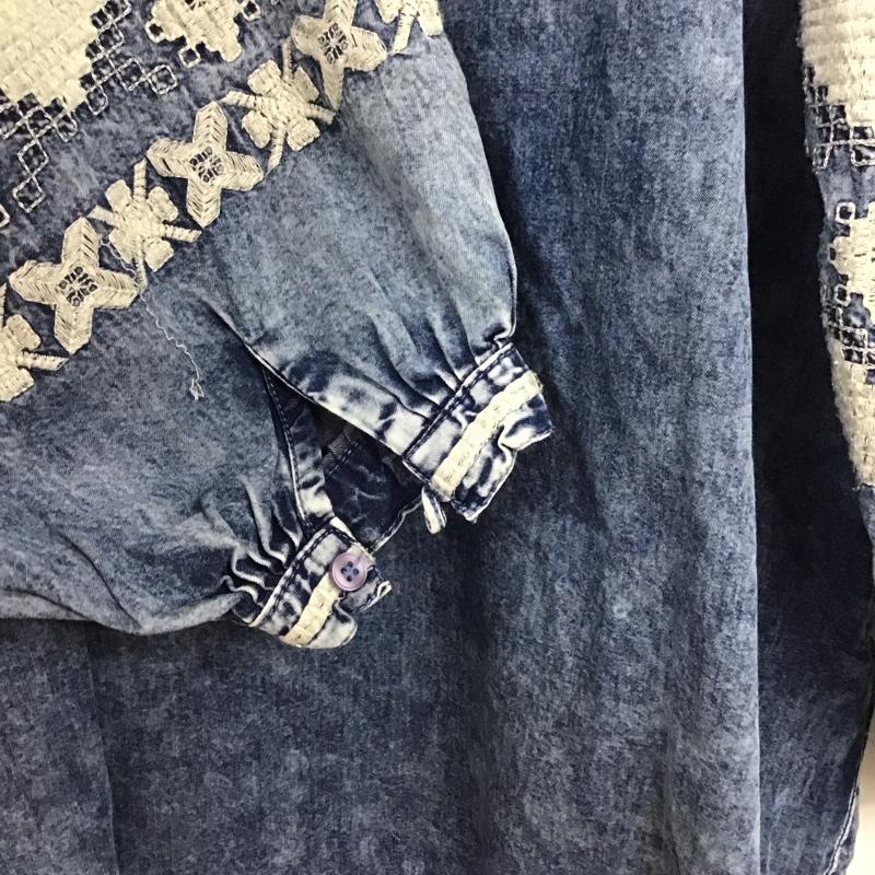フリークスストア FREAK S STORE ワンピース ロングスカート 長袖ロングワンピース パフスリーブ FREE 刺繍 インディゴ / インディゴ /  レディース USED 古着 中古 10147115