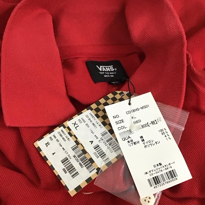 バンズ VANS ポロシャツ 半袖 CD18HS-MS01 ボックスロゴ タグ付き XL ロゴ、文字 赤 / レッド /  メンズ USED 古着 中古 10114627