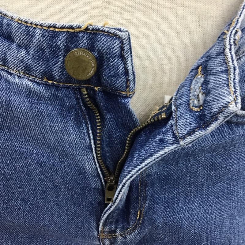 ザラ ZARA パンツ デニム、ジーンズ デニムパンツ ワイドパンツ ダメージ加工 32インチ ダメージ加工 インディゴ / インディゴ /  レディース USED 古着 中古 10110265