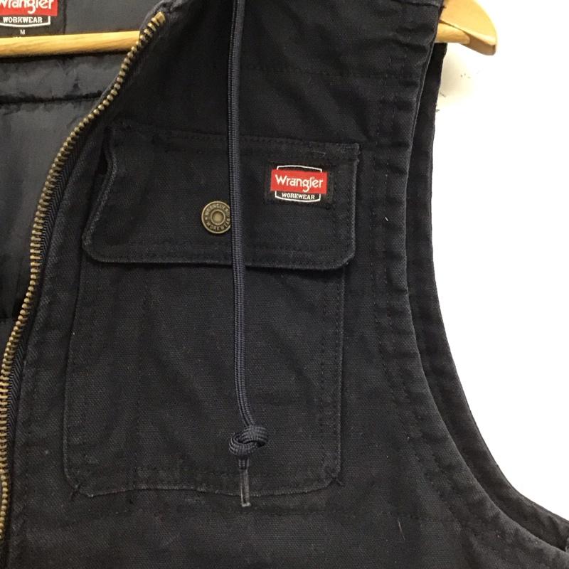 ラングラー Wrangler ベスト ベスト ジップアップベスト ノースリーブカットソー アウター M ロゴ、文字 紺 / ネイビー /  メンズ USED 古着 中古 10147267