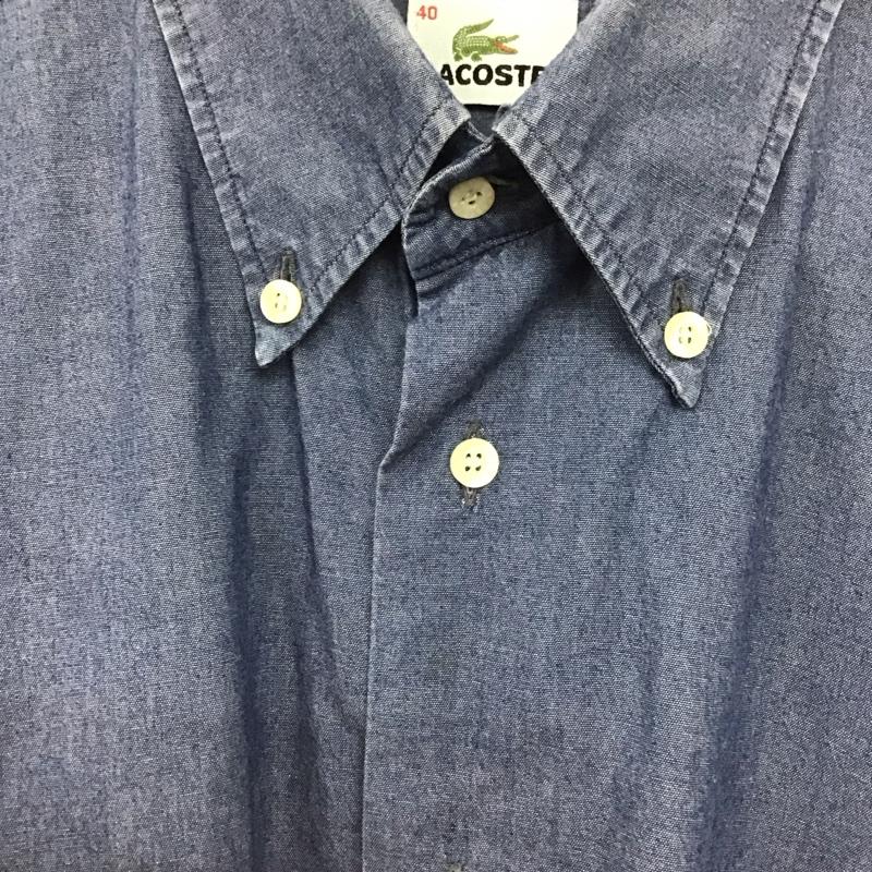 ラコステ LACOSTE シャツ、ブラウス 半袖 半袖シャツ デニムシャツ ボタンダウンシャツ 40 ロゴ、文字 青 / ブルー /  メンズ USED 古着 中古 10132809