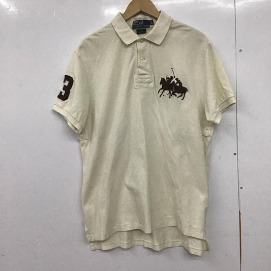 ポロバイラルフローレン Polo by RALPH LAUREN ポロシャツ 半袖 半袖ポロシャツ カラーシャツ 半袖カットソー L ロゴ、文字 アイボリー / アイボリー /  メンズ USED 古着 中古 10149171