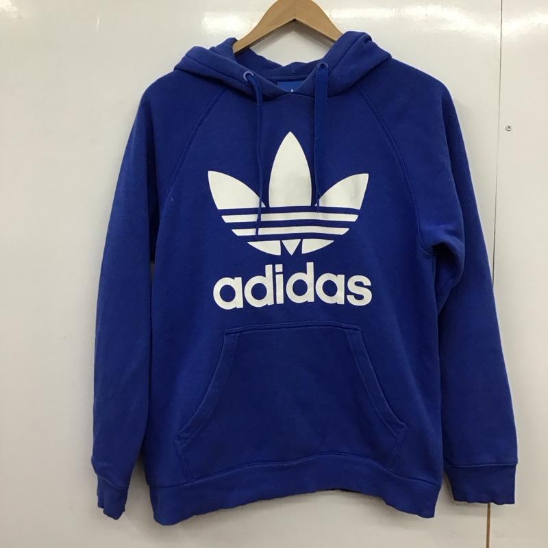 アディダス adidas パーカー 長袖 長袖パーカー プルオーバーパーカー スウェット L プリント 青 / ブルー /  メンズ USED 古着 中古 10149530