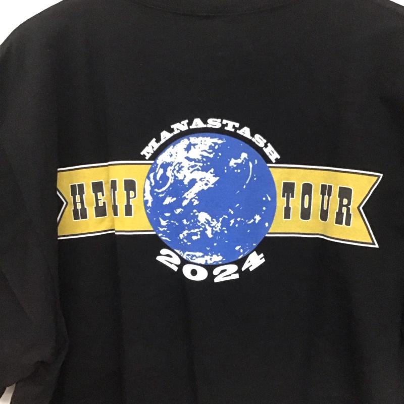 マナスタッシュ MANASTASH Tシャツ 半袖 半袖カットソー プリントTシャツ クルーネックカットソー hemptour XL ロゴ、文字 黒 / ブラック /  メンズ USED 古着 中古 10142639