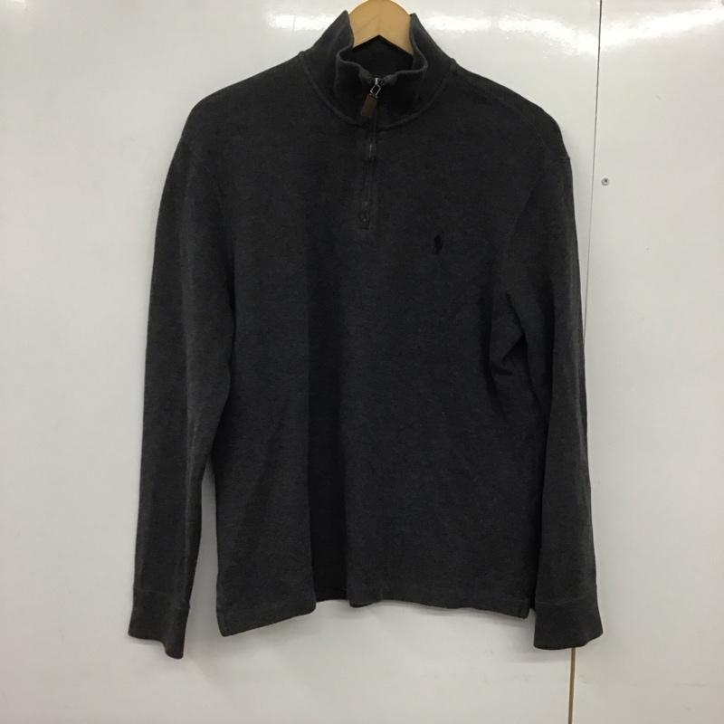 ポロバイラルフローレン Polo by RALPH LAUREN トレーナー 長袖 長袖トレーナー スウェット ジップアップネック プルオーバー M ロゴ、文字 灰 / グレー /  メンズ USED 古着 中古 10141263