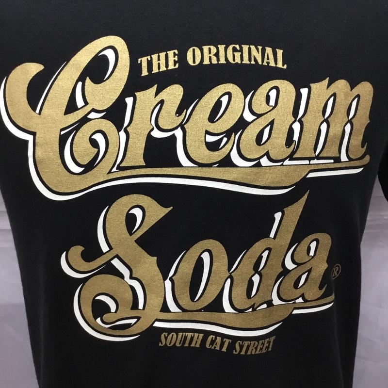 クリームソーダ CREAMSODA Tシャツ 半袖 半袖カットソー プリントTシャツ クルーネックカットソー S ロゴ、文字 黒 / ブラック /  メンズ USED 古着 中古 10114596