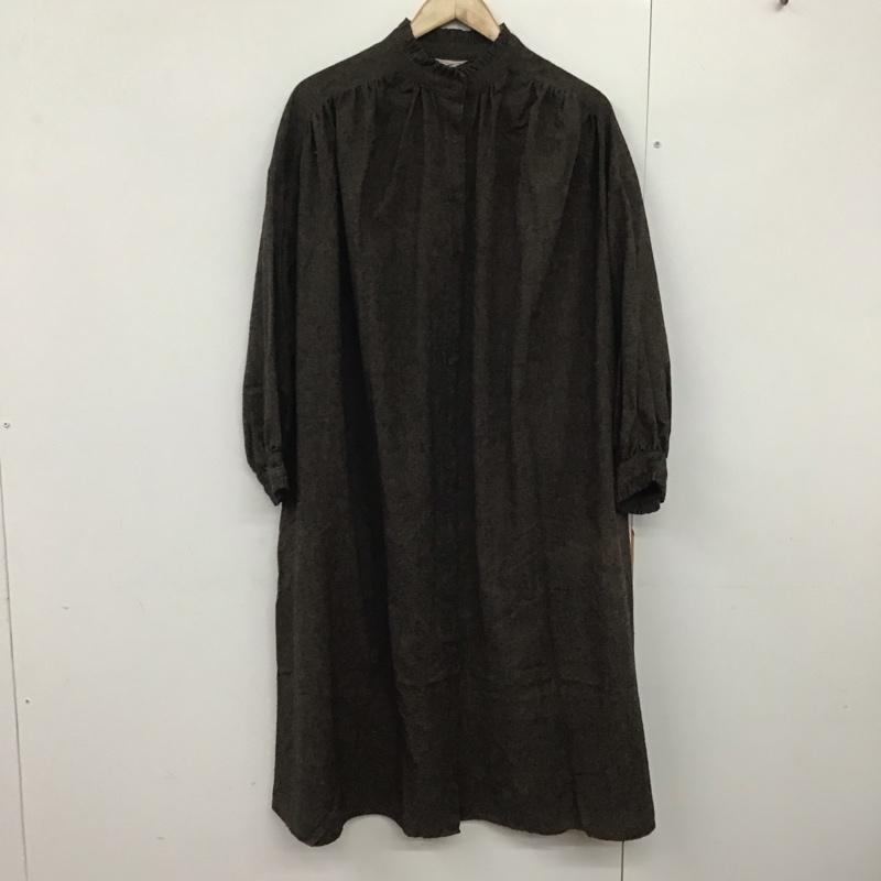 サマンサモスモス Samansa Mos2 ワンピース ロングスカート 1105125 長袖 シャツワンピース スタンドカラー フリル FREE 無地 ダークブラウン / ダークブラウン /  レディース USED 古着 中古 10142228