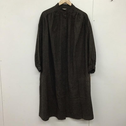 サマンサモスモス Samansa Mos2 ワンピース ロングスカート 1105125 長袖 シャツワンピース スタンドカラー フリル FREE 無地 ダークブラウン / ダークブラウン /  レディース USED 古着 中古 10142228