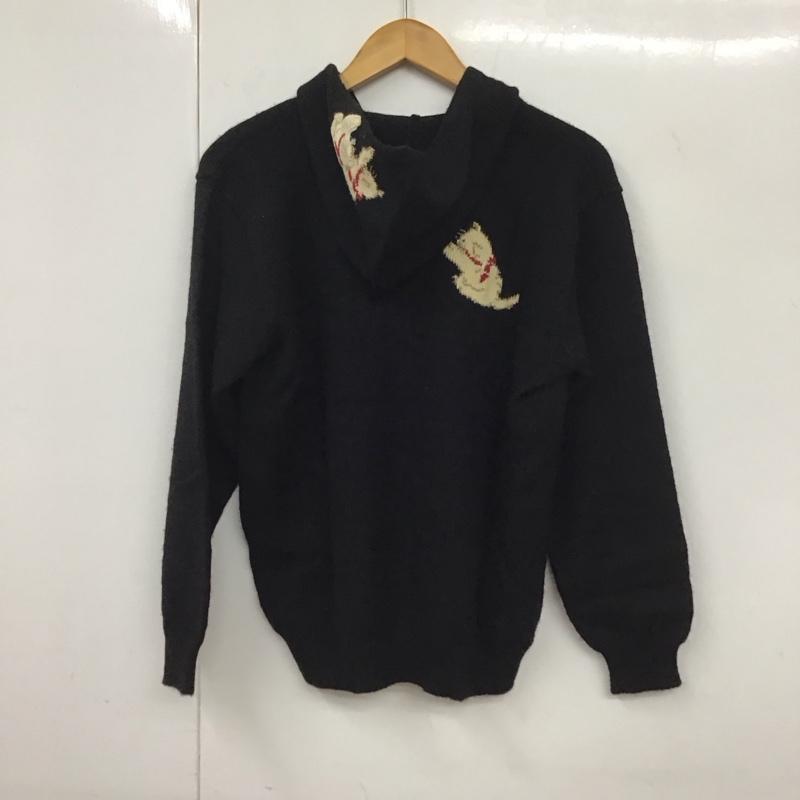 ピンクハウス PINK HOUSE ニット、セーター 長袖 フード付 猫 無地 黒 / ブラック /  レディース USED 古着 中古 10131791