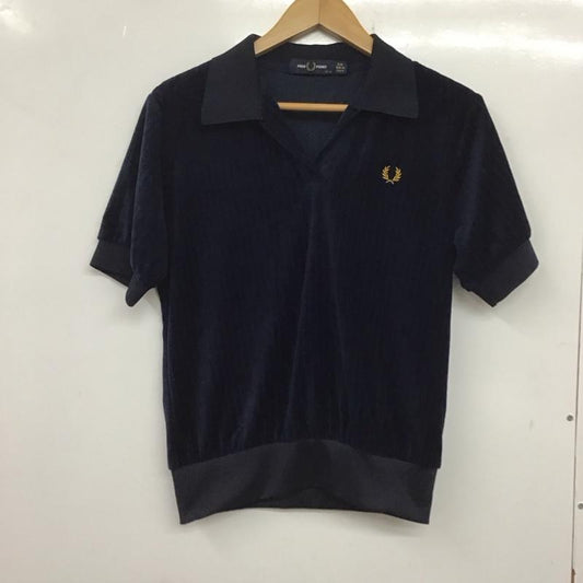 フレッドペリー FRED PERRY ポロシャツ 半袖 F5386 ベロアポロ スキッパーポロ ワンポイント 紺 / ネイビー /  レディース USED 古着 中古 10138691