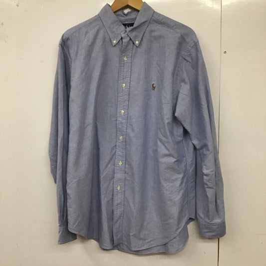 ラルフローレン RALPHLAUREN シャツ、ブラウス 長袖 長袖シャツ 無地シャツ カラーシャツ ボタンダウンシャツ ロゴ、文字 水色 / ライトブルー /  メンズ USED 古着 中古 10129477