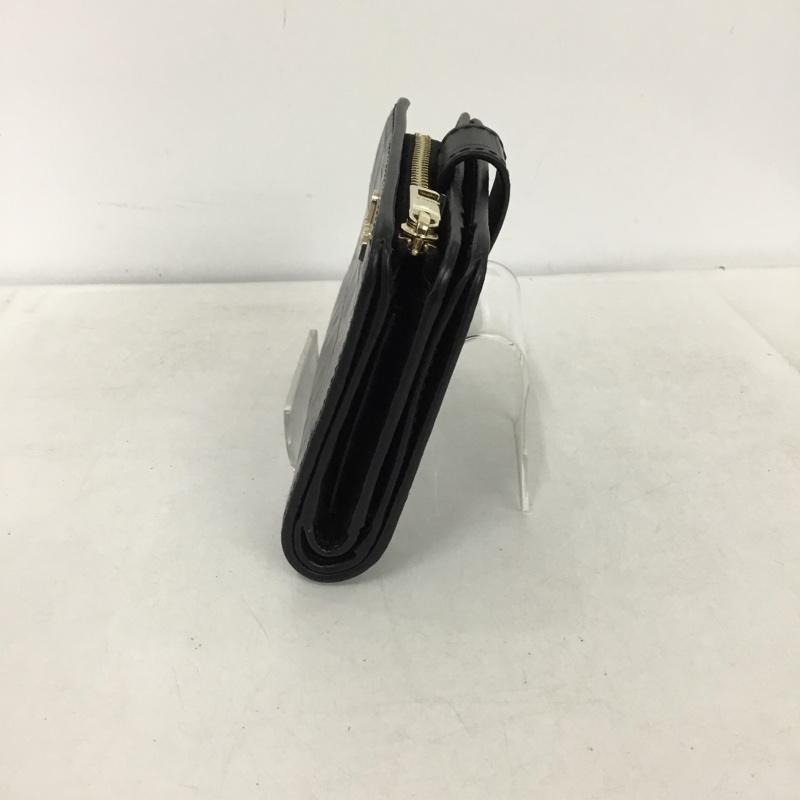 フルラ FURLA 財布 二つ折り クロコダイル柄 ロゴ、文字 黒 / ブラック /  レディース USED 古着 中古 10147722
