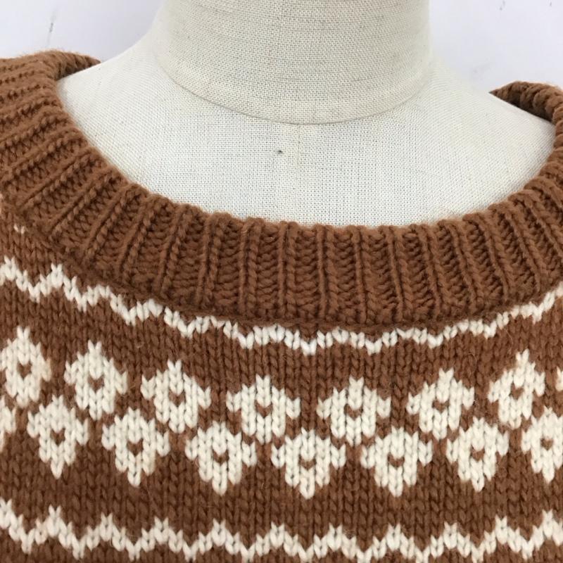 ローリーズファーム LOWRYS FARM ニット、セーター 長袖 LF617203TS クルーネック M 総柄 茶 / ブラウン / X アイボリー / アイボリー /  レディース USED 古着 中古 10120822