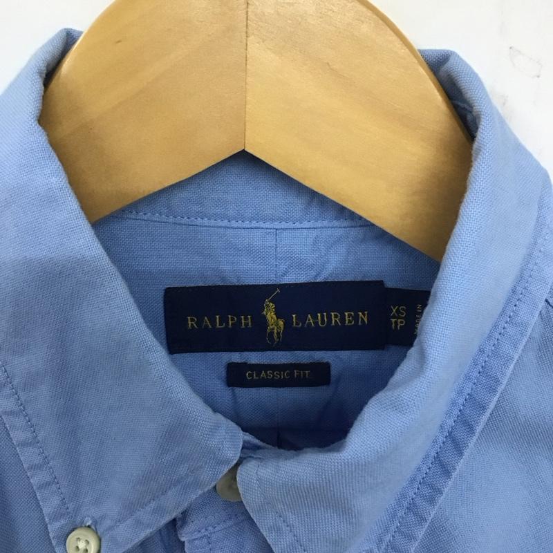 ラルフローレン RALPHLAUREN シャツ、ブラウス 長袖 長袖シャツ 無地シャツ カラーシャツ ボタンダウンシャツ XS ロゴ、文字 青 / ブルー /  メンズ USED 古着 中古 10139892