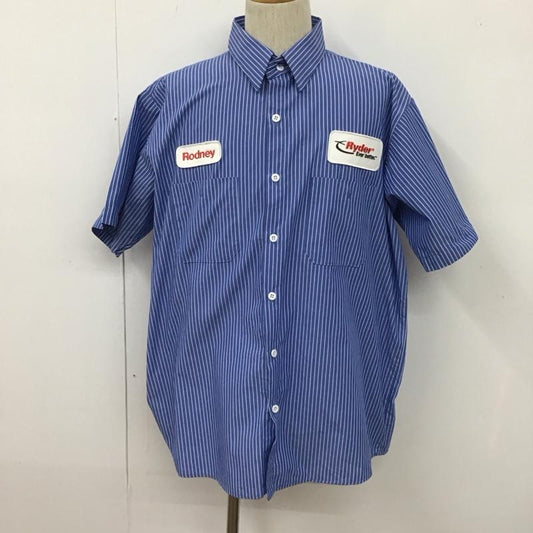 古着 USED シャツ、ブラウス 半袖 UniFirst ストライプ 水色 / ライトブルー /  メンズ USED 古着 中古 10108017