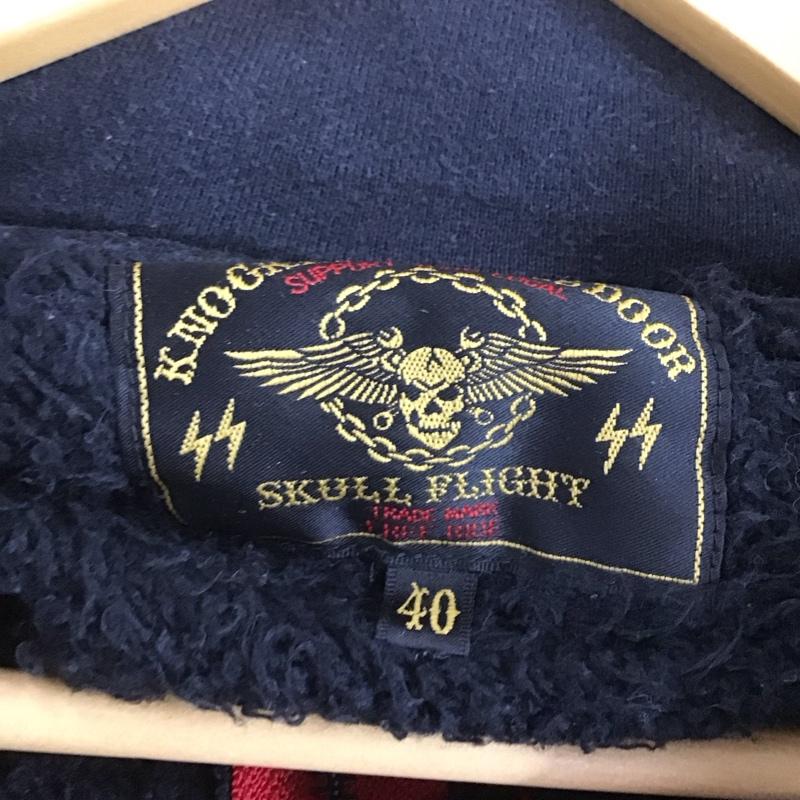 スカルフライト SKULLFLIGHT パーカー 長袖 ジップアップ フルジップ スリーブロゴ バックプリント 40 ロゴ、文字 黒 / ブラック /  メンズ USED 古着 中古 10144715