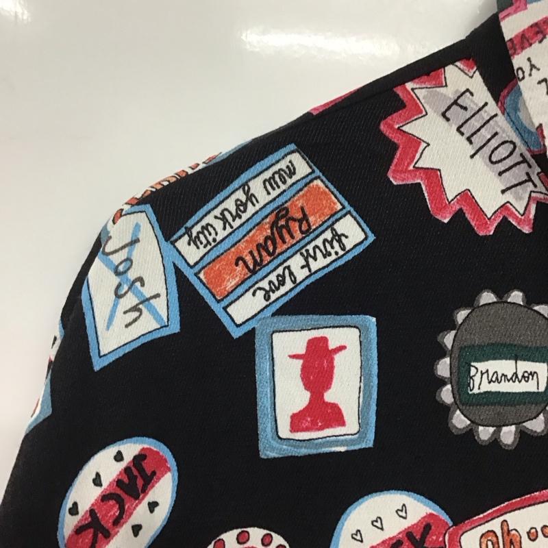 ザラ ZARA ワンピース ミニスカート M プリント 黒 / ブラック /  レディース USED 古着 中古 10142925