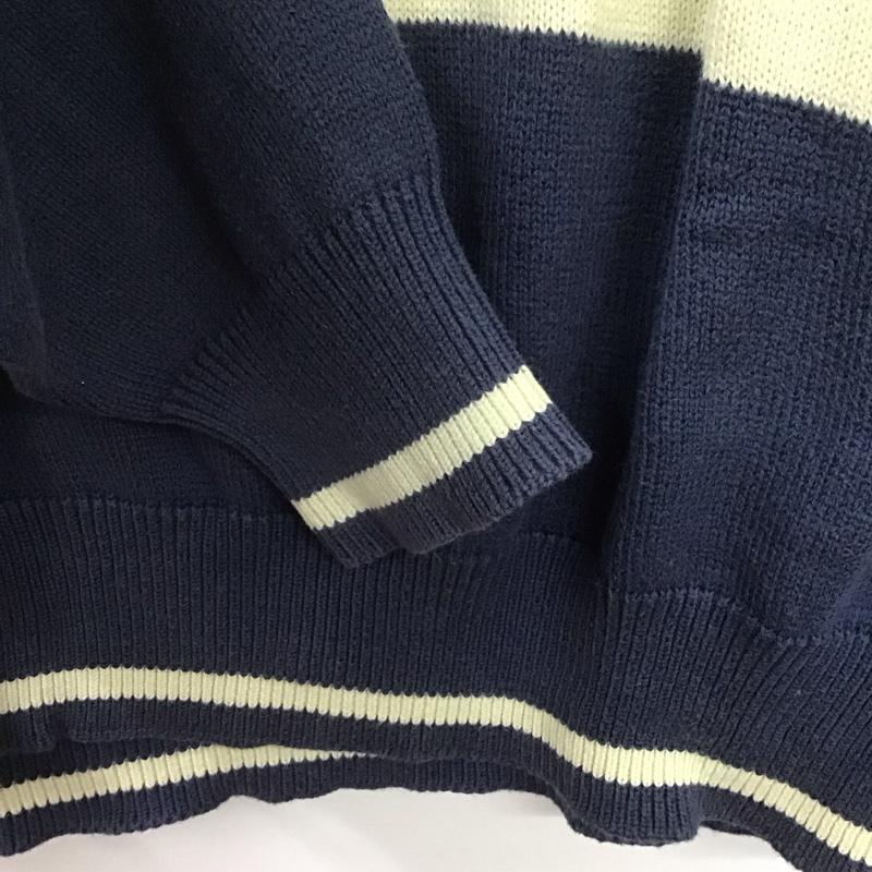 チャップス CHAPS ニット、セーター 長袖 長袖ニットカットソー クルーネック セーター 90s L プリント 白 / ホワイト / X 紺 / ネイビー /  メンズ USED 古着 中古 10142404