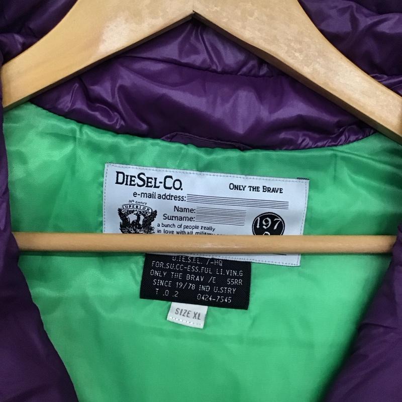 ディーゼル DIESEL ベスト ベスト ジップアップベスト ダウンベスト ノースリーブ XL ロゴ、文字 紫 / パープル /  メンズ USED 古着 中古 10139879